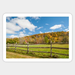 rural landscape with red barn Sticker